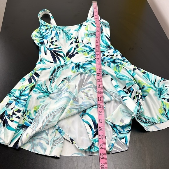 Sonnet Shores Skirted One Piece Bathing Suit 6 Leaf Print Full Coverage … - Picture 11 of 13